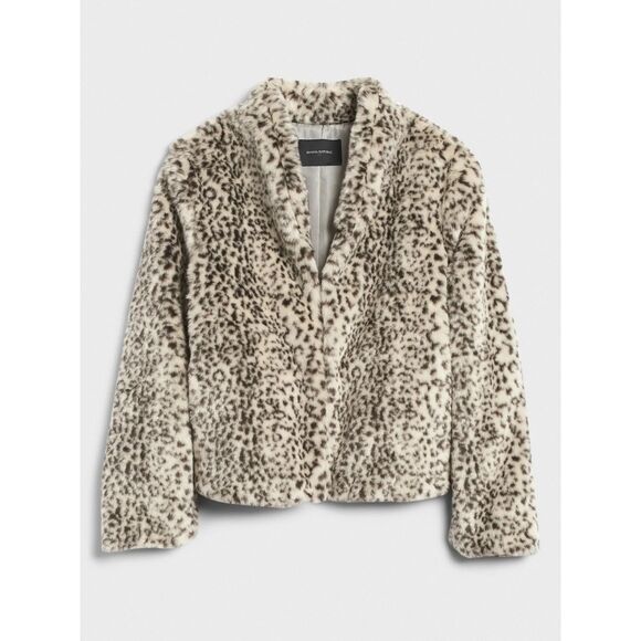 Banana RepublicNWOT Snow Leopard Faux Fur BomberMedium